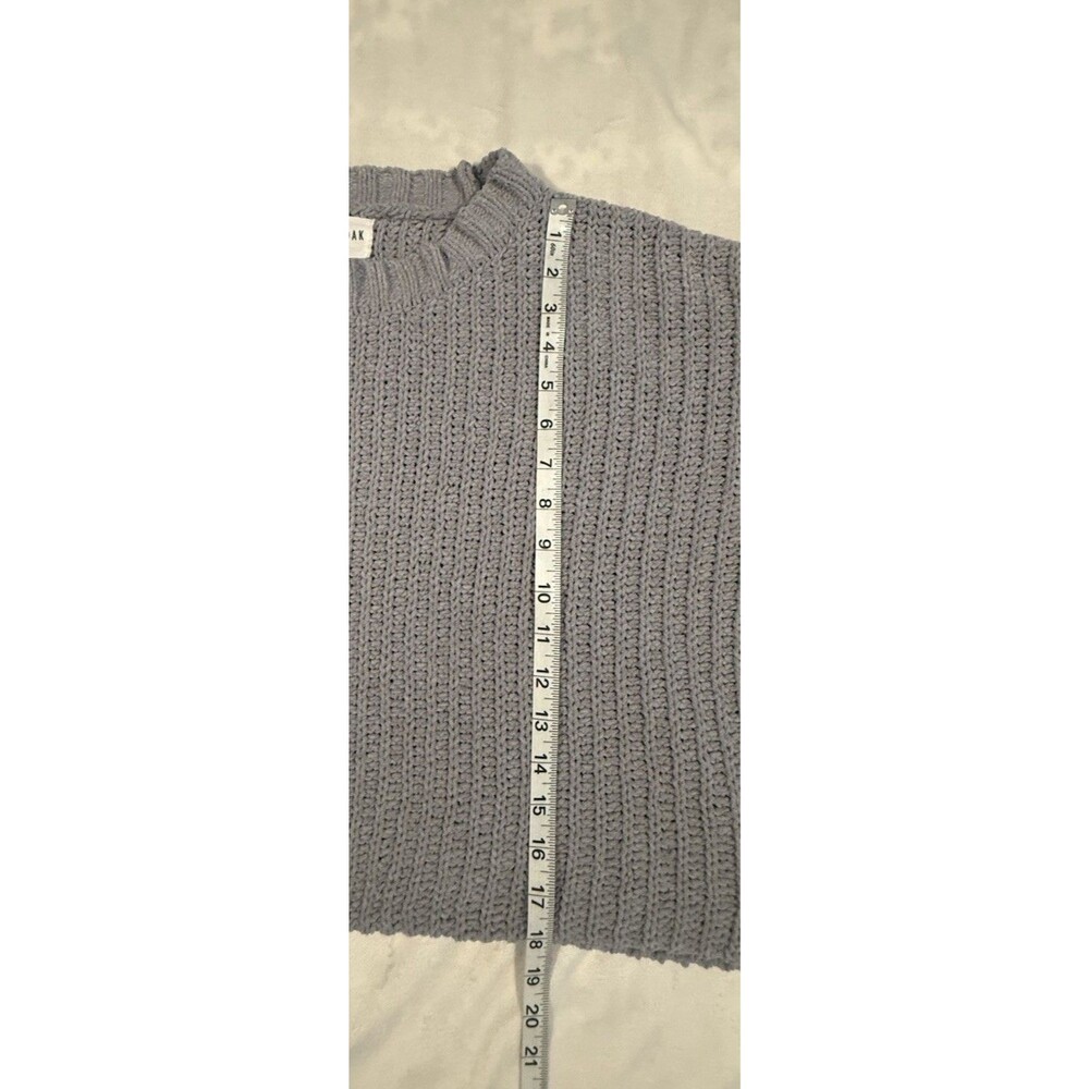 Olive+Oak Gray Solid Ribbed Knit Crew Neck Long Sleeve Pullover Sweater M - Picture 4 of 6